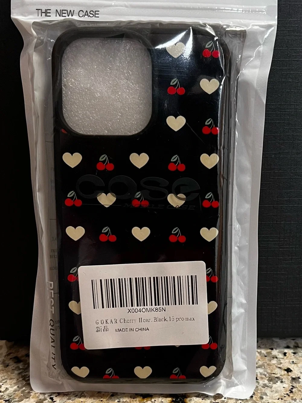 Cherry Heart Black Phone Case for iPhone 15 ProMax New